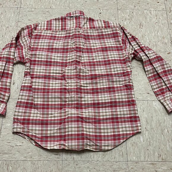 Vintage Tommy Hilfiger 90s Plaid Oxford Button Down Red/Tan Shirt Men's Medium - Picture 8 of 8
